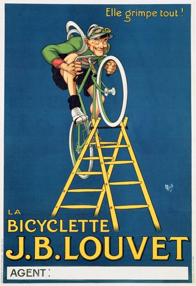 「何でも登ります」、JBルーベ自転車の広告 作： Michel Liebeaux